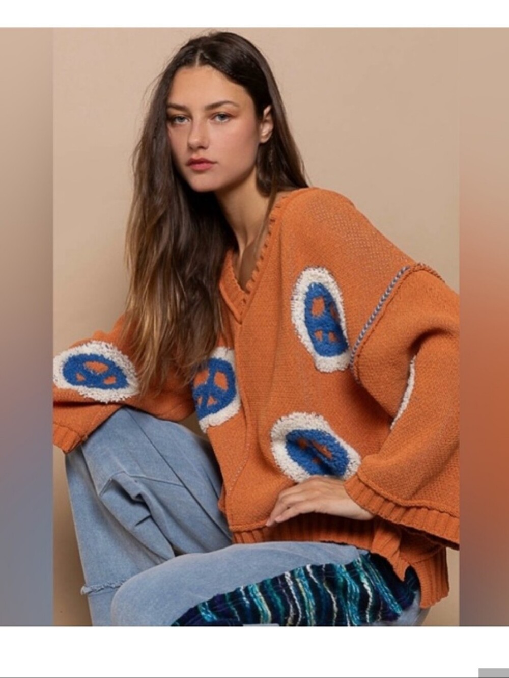 POL Peace Sign Sweater Size Medium - Picture 1 of 8